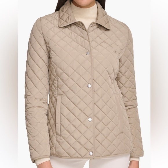 🆕Calvin Klein Cozy Quilted Water-Resistant Short Jacket::Birch Khaki:: NWT - Picture 1 of 8
